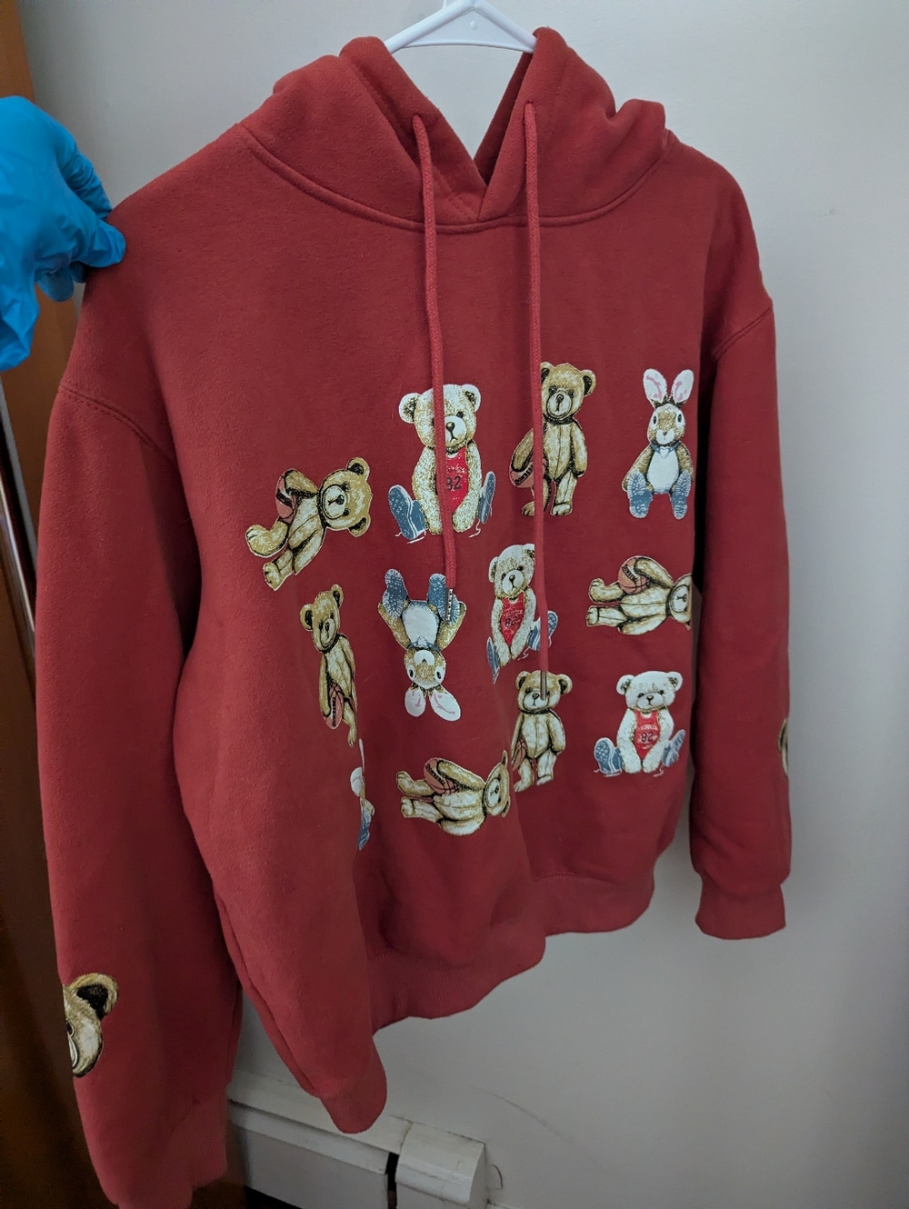 Red Hoodie with Teddy Bear Print